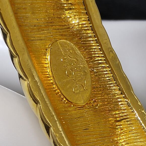 Joan Rivers Gold Plated Red Enamel Rhinestone Hinged Bracelet Vintage Jewelry - Picture 3 of 9